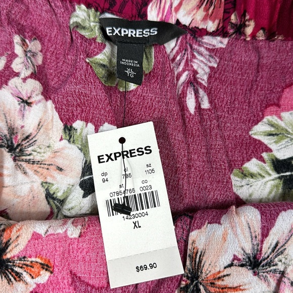 NWT Express Romper Floral Hawaiian Resort Beach Tropical Off Shoulder Size XL - Picture 5 of 9
